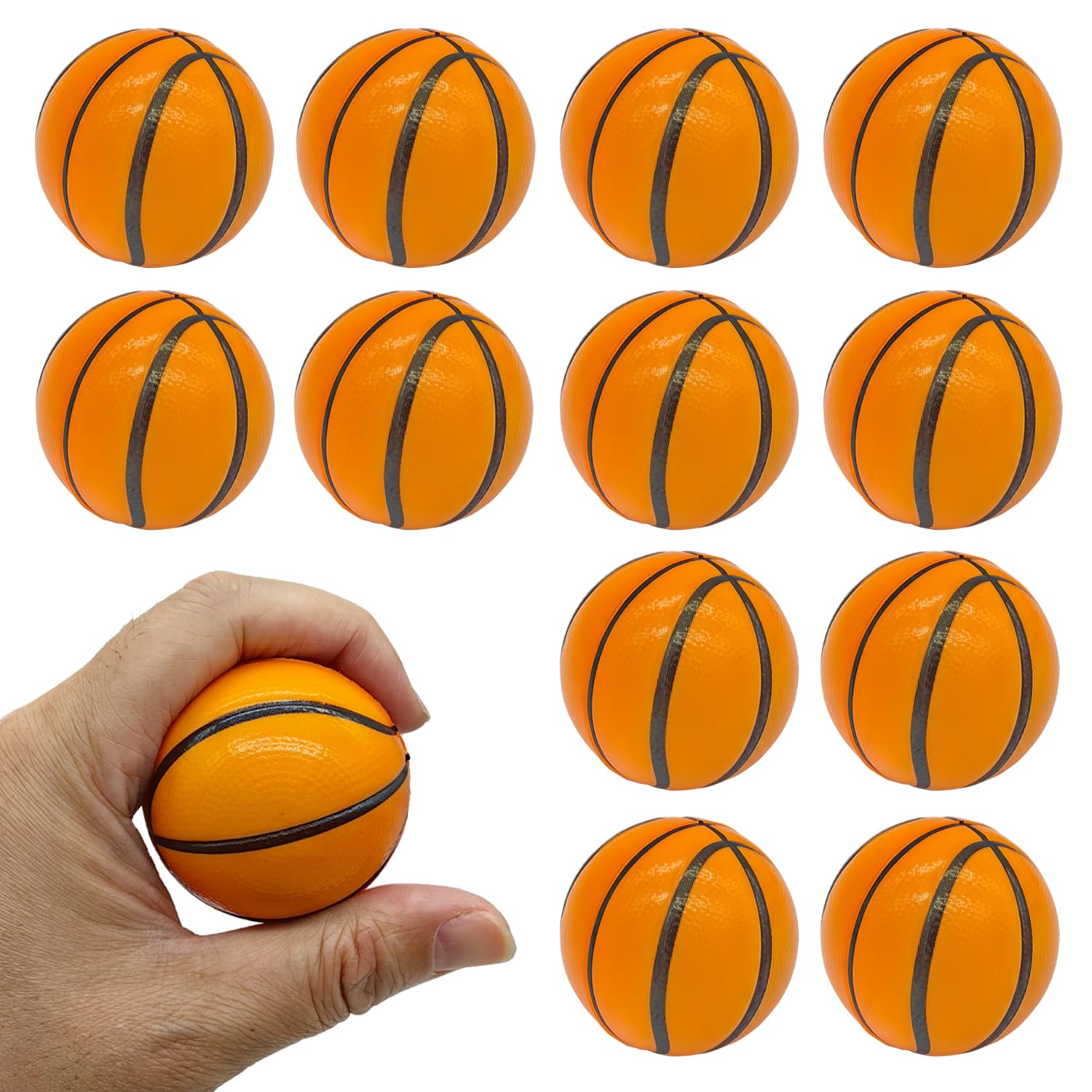 Urspasol 12-Pack Mini Basketball Stress Balls 2 Inch Soft Foam Squeeze Basketballs Ball Small Sport Theme Ball Basketball Party Favors for Kids ,Decor