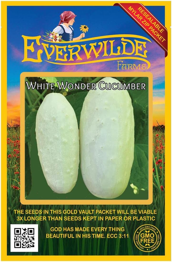 Everwilde Farms - 1 Lb White Wonder Cucumber Seeds - Gold Vault