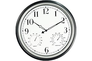 Rsobl Indoor Outdoor Wall Clock: 16 Inch Elegance with Real-Time Temperature and Humidity Monitoring