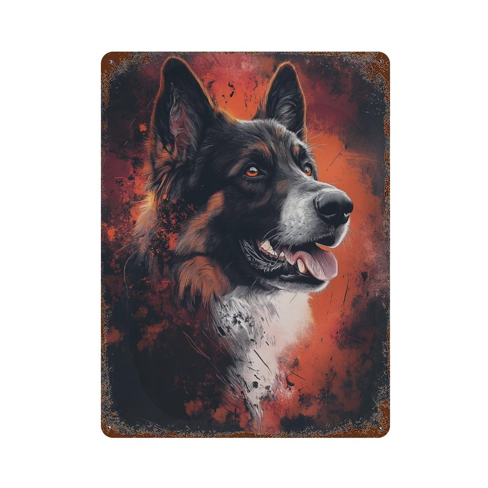 Wild Canine Portrait 15.7"x11.8" Decorative Tin Sign, Farmhouse Wall Decor for Farmhouse, Kitchen And Entryway Decor