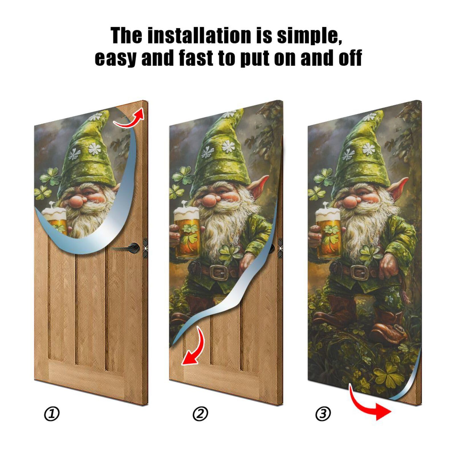 FLildon Fairyland Gnome St Patrick's Day Door Cover Decoration, Party Accessory Porch Decor for Festive Ornament Room Door Covers 36 x 98 Inch