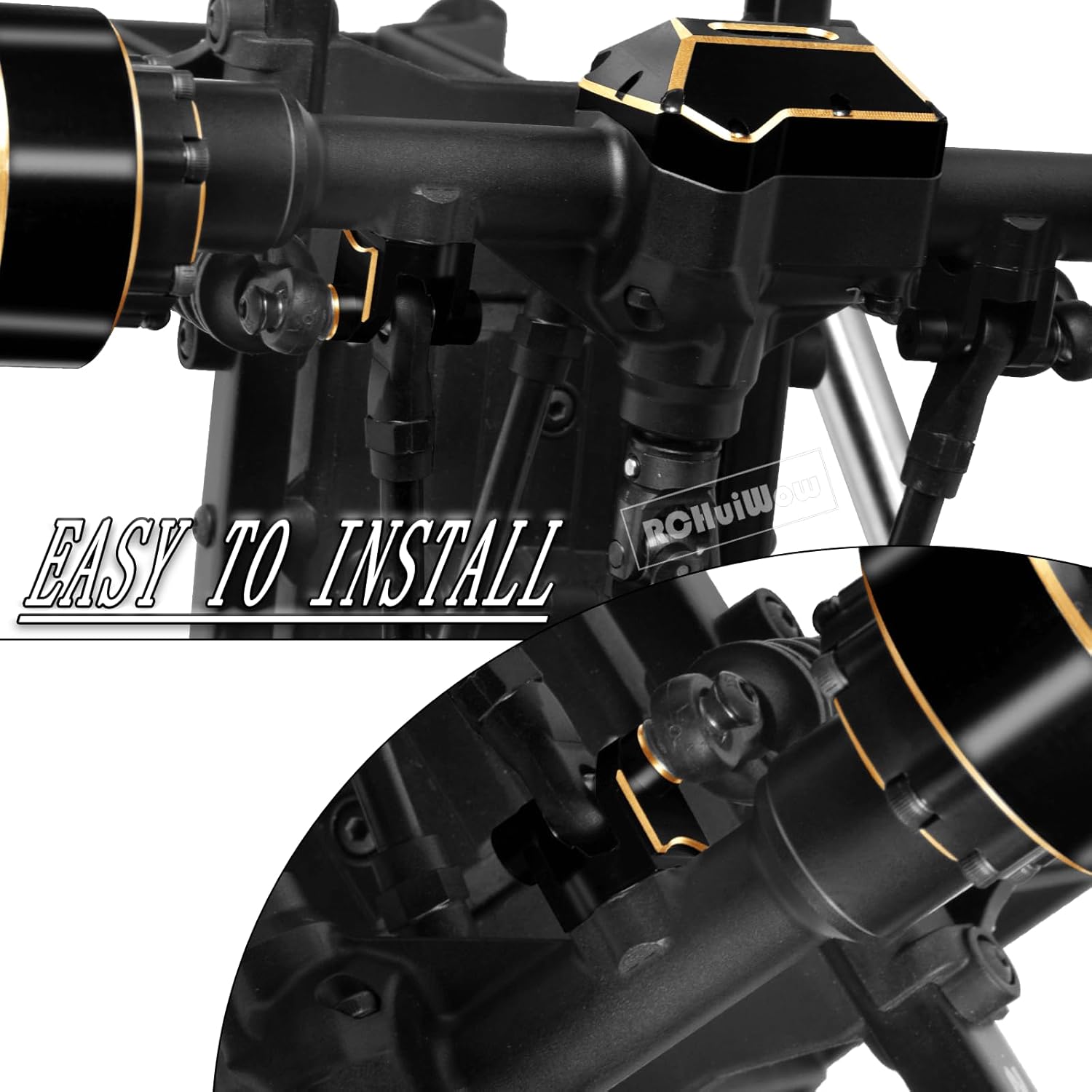 RC Brass Axle Lower Shock Mount Upgrades Part for 1/10 TRX4 RC Crawler Car,Heavy Duty Front Rear Axle Lower Shock Mount Hops up,Black