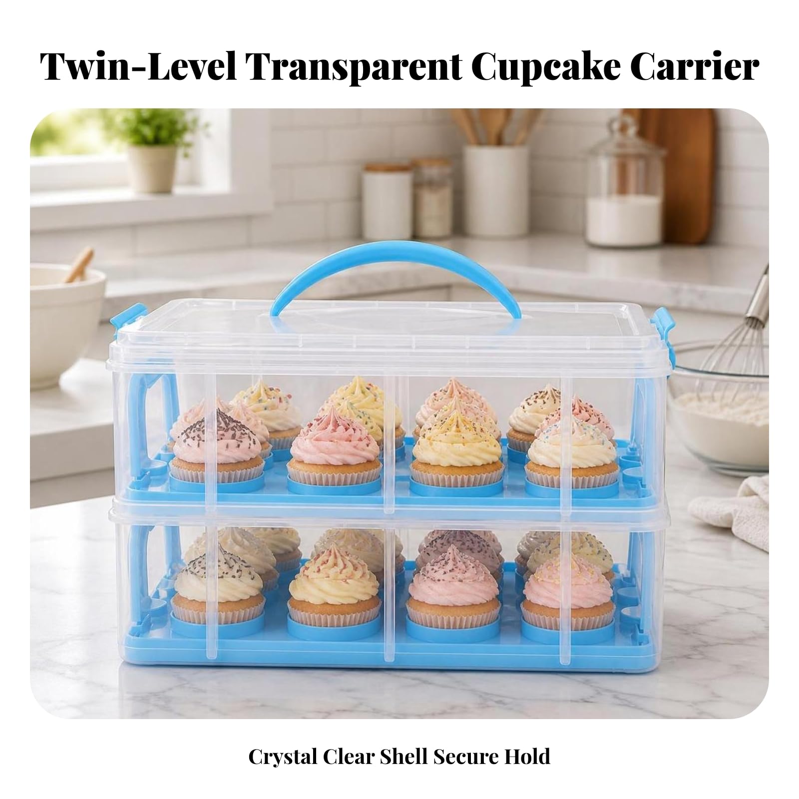 Scatola per Cupcake Impilabile Pratico, Scatola per Cupcake con Maniglia, Sicuro, Pasticceria, Bianco, Stile A