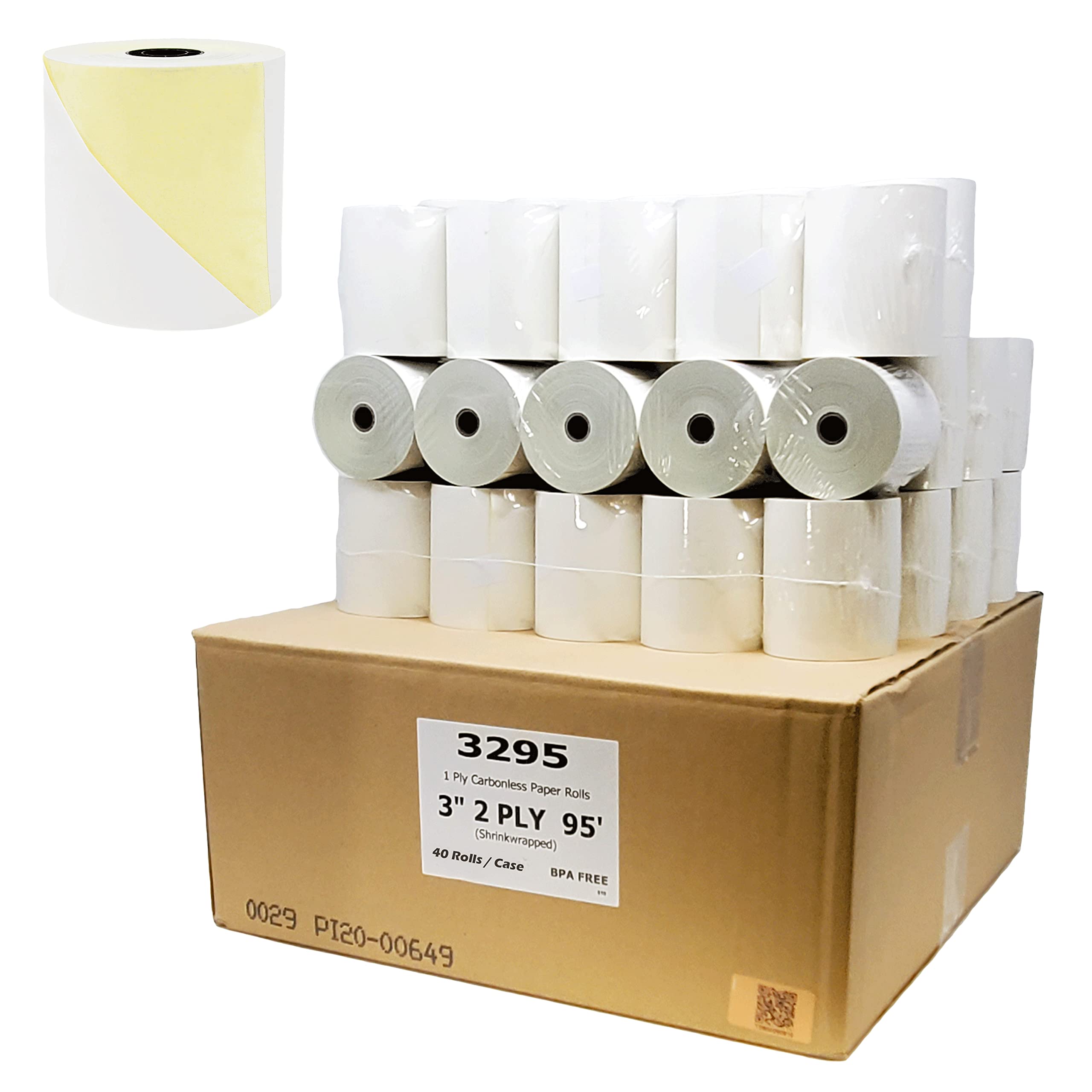 BuyRegisterRolls - 30 Carbonless Receipt Rolls & 3 SP700 Ribbons For POS Printers (3" X 95 Ft) - View #11
