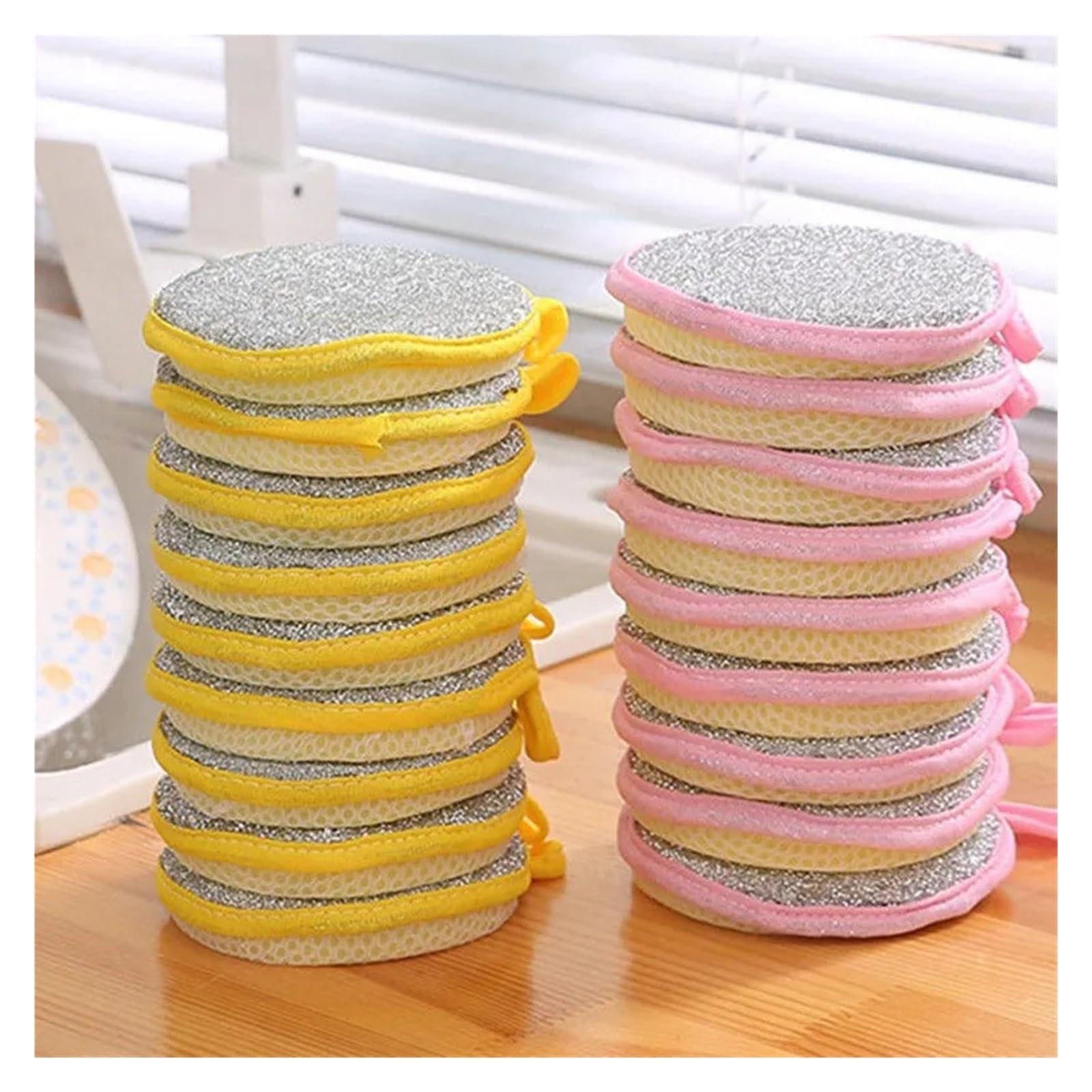 20 esponjas lavavajillas de doble cara, cepillos for lavar platos, sartenes, ollas, utensilios cocina for limpieza del hogar(20Pcs Pink)