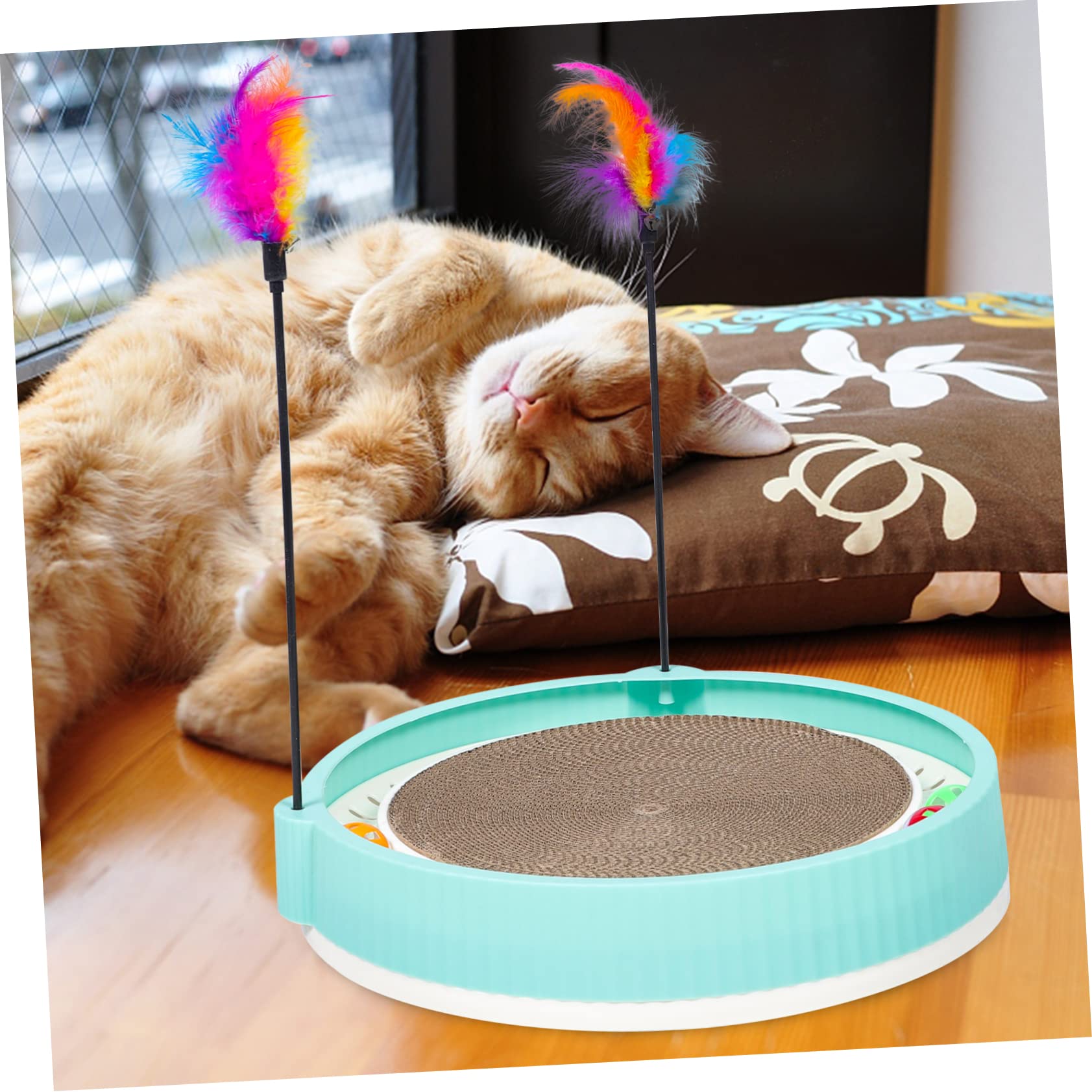 TOYANDONA Katzen Kratzbrett Mit Spielball Interessante Kratzmatte Für Katzen Multifunktionales Katzenzubehör Zur Krallenpflege Und Farbiger Kratzspielplatz Für Haustiere