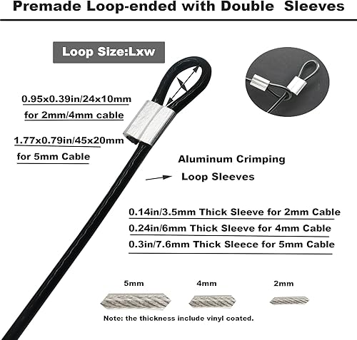 Miniatura 4 de 10 cables de acero inoxidable recubiertos de vinilo de 12 pulgadas con bucles, cuerda de alambre corta, bloqueo de cadena de seguridad para puertas