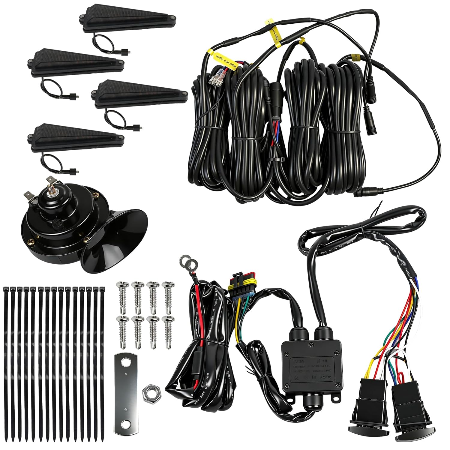 for UTV Turn Signal Kit with 110D Horn Rocker Switch Wiring Harness and Hazard Triangle Light Pre-wired Street Legal Kit Compatible with Polaris Can-Am Kawasaki Arctic Cat Golf Cart