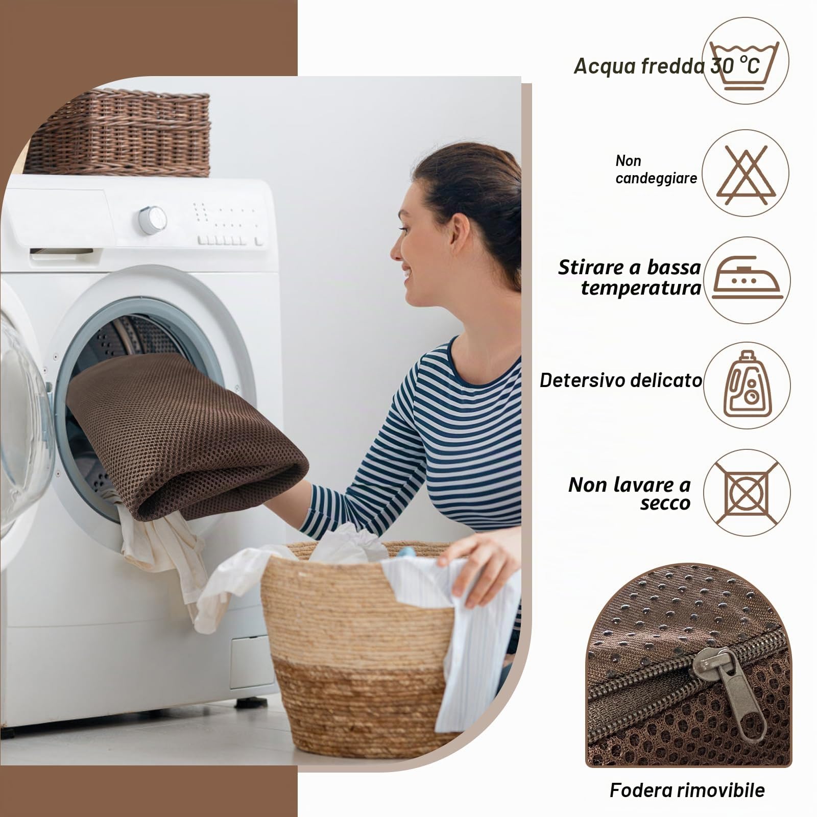 Cuscino rialzo in Memory Foam con Copertura Lavabile, 51x51x12.5 cm Supporto Ergonomico per Poltrone, Divani e Sedie Reclinabili, Ideale per Anziani e Adulti (Caffè)