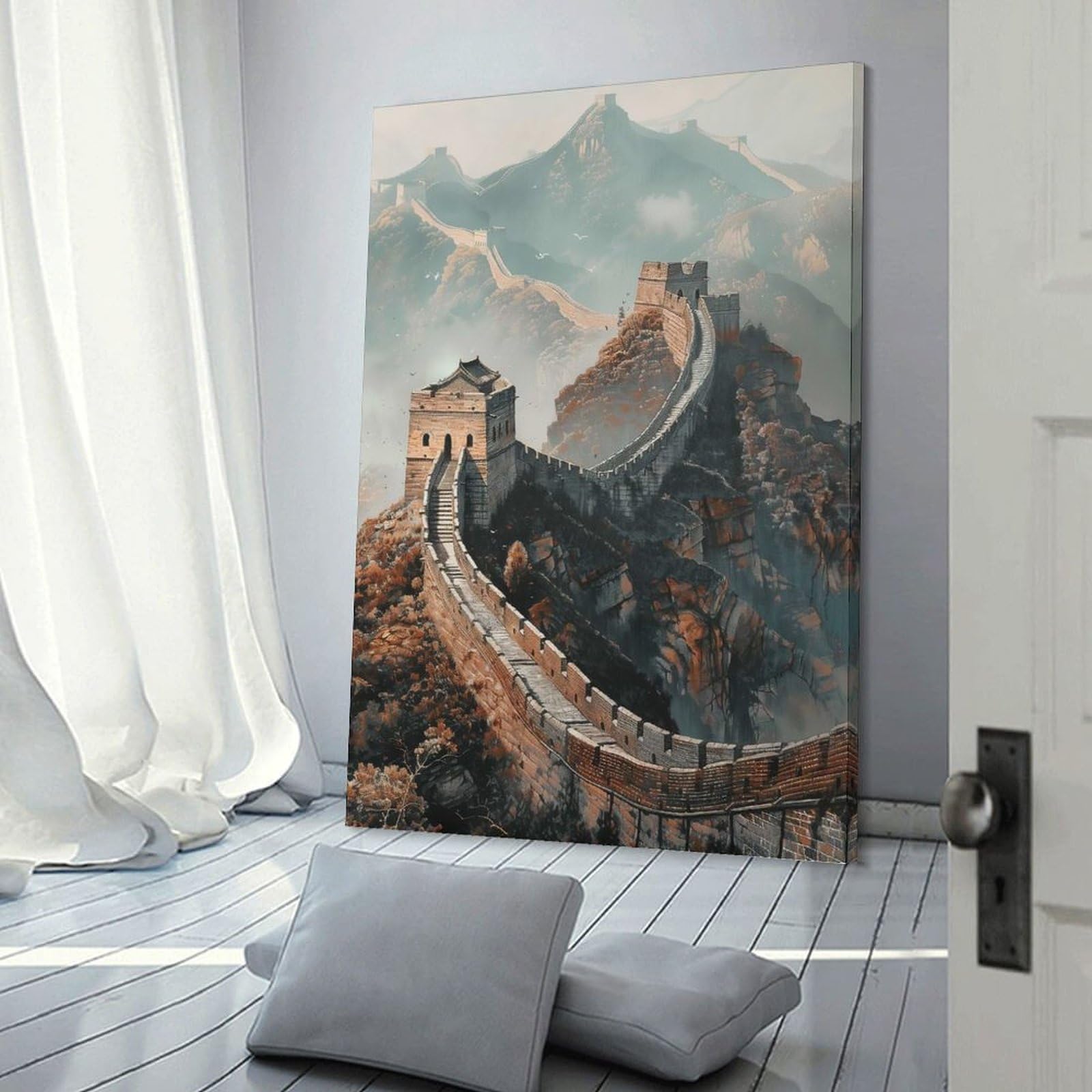 Junmoney Wall Decor Canvas Print Great Wall Majesty, 08x12inch(20x30cm), for Study, Office Or Apartment Decor, Canvas Artwork with Gifting Potential