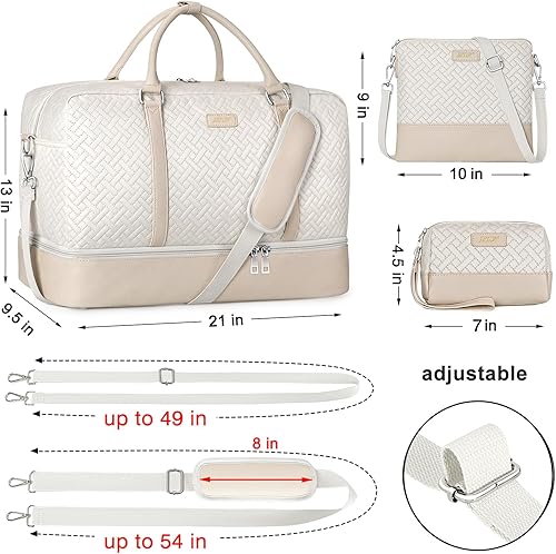 Miniatura 6 de IBFUN Bolsas de fin de semana para mujer, bolsa de viaje de fin de semana de 21 pulgadas, bolsa de lona de viaje para llevar durante la noche, 3