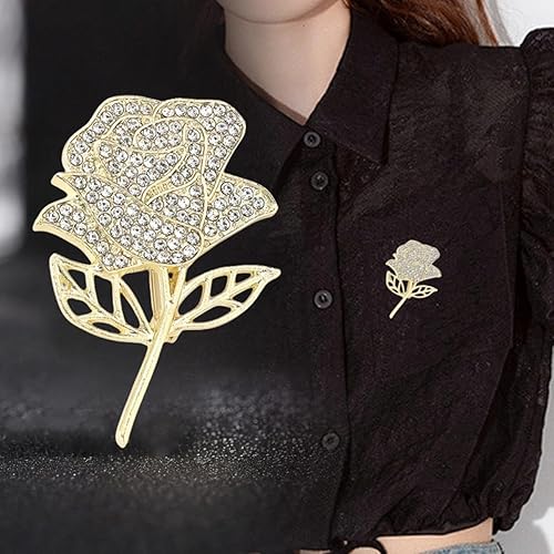 Miniatura 7 de 1 broche para mujer, temperamento de rosa, moderno, ligero y lujoso, lleno de flor de pecho de circón brillante, abrigo de otoño e invierno, alfiler