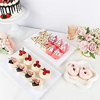 Vista 3 de 12 Pcs White Plastic Serving Trays, 14''x9'' Rectangle Dessert Trays for Dessert Table, Party Food Display Set Disposable Platters Cookie Cupcake