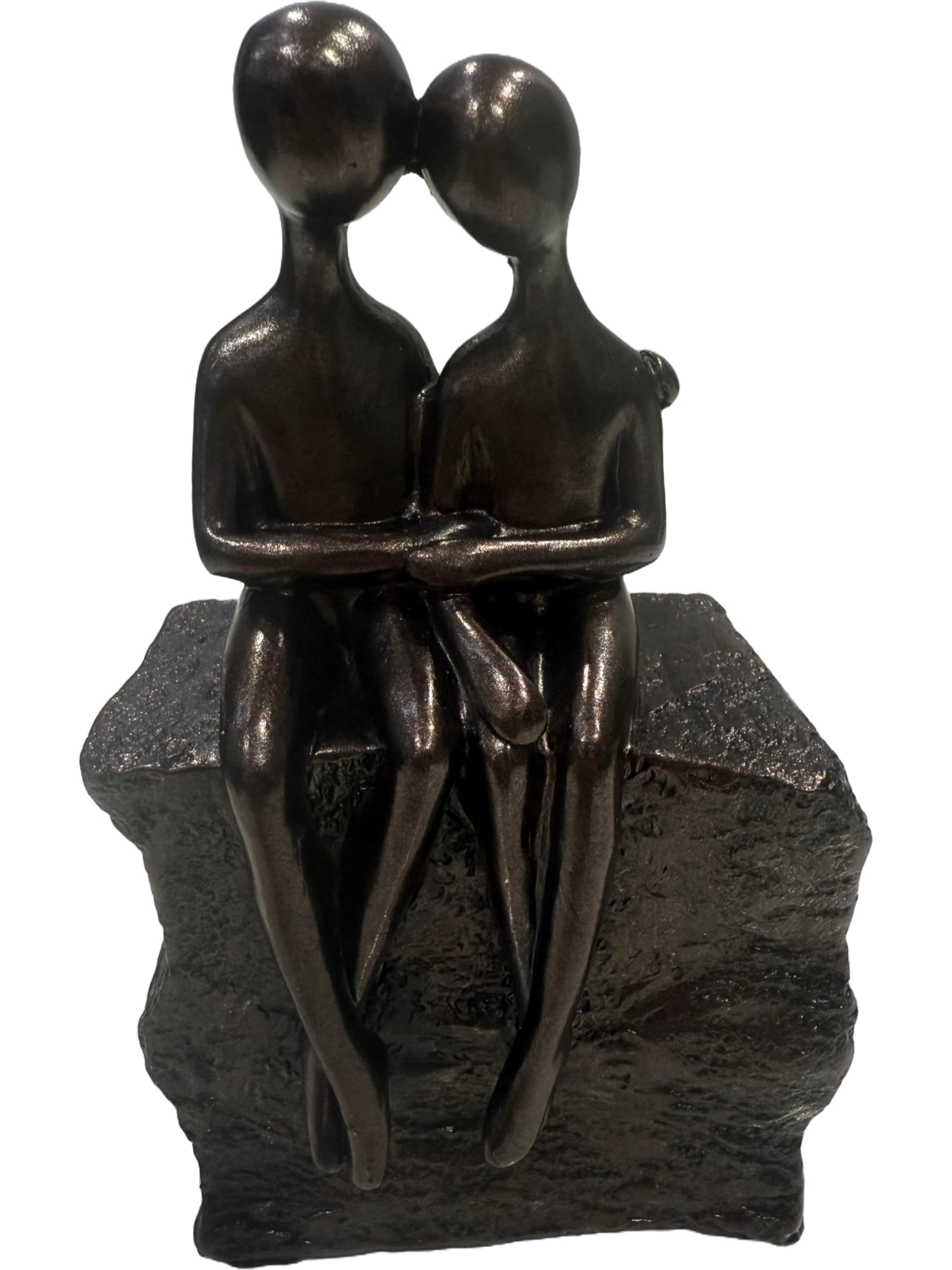 Haute Collage Bronze Couple Sitting On A Rock Romantic Sculpture (, Rock Couple)
