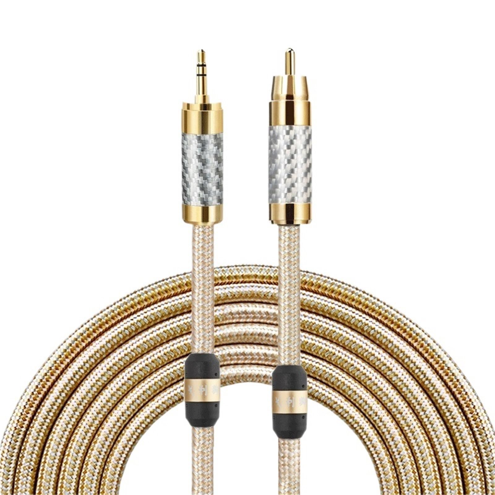Kabel Mini Jack 3,5 mm do audio do telefonu komórkowego, słuchawek, laptopa, TV, DVD, wzmacniacza, soundbox posrebrzany kabel (1 m)