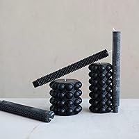 Vista 3 de Creative Co-Op Vela sin perfume de pilar con reborde en forma de pera, negra