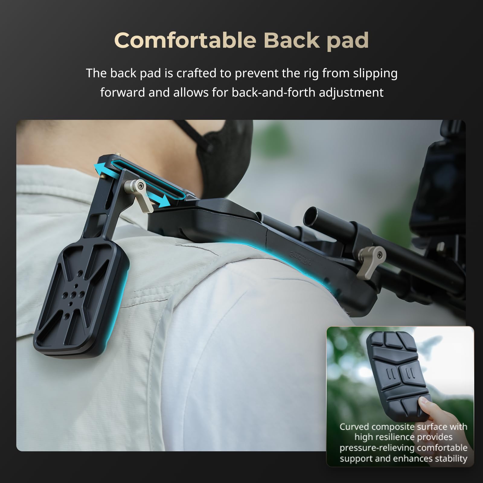 SMALLRIG Universal 15mm Shoulder Pad Support, Supporto per Spalla con Morsetto a Doppia Asta da 15 mm e Schienale - 5153