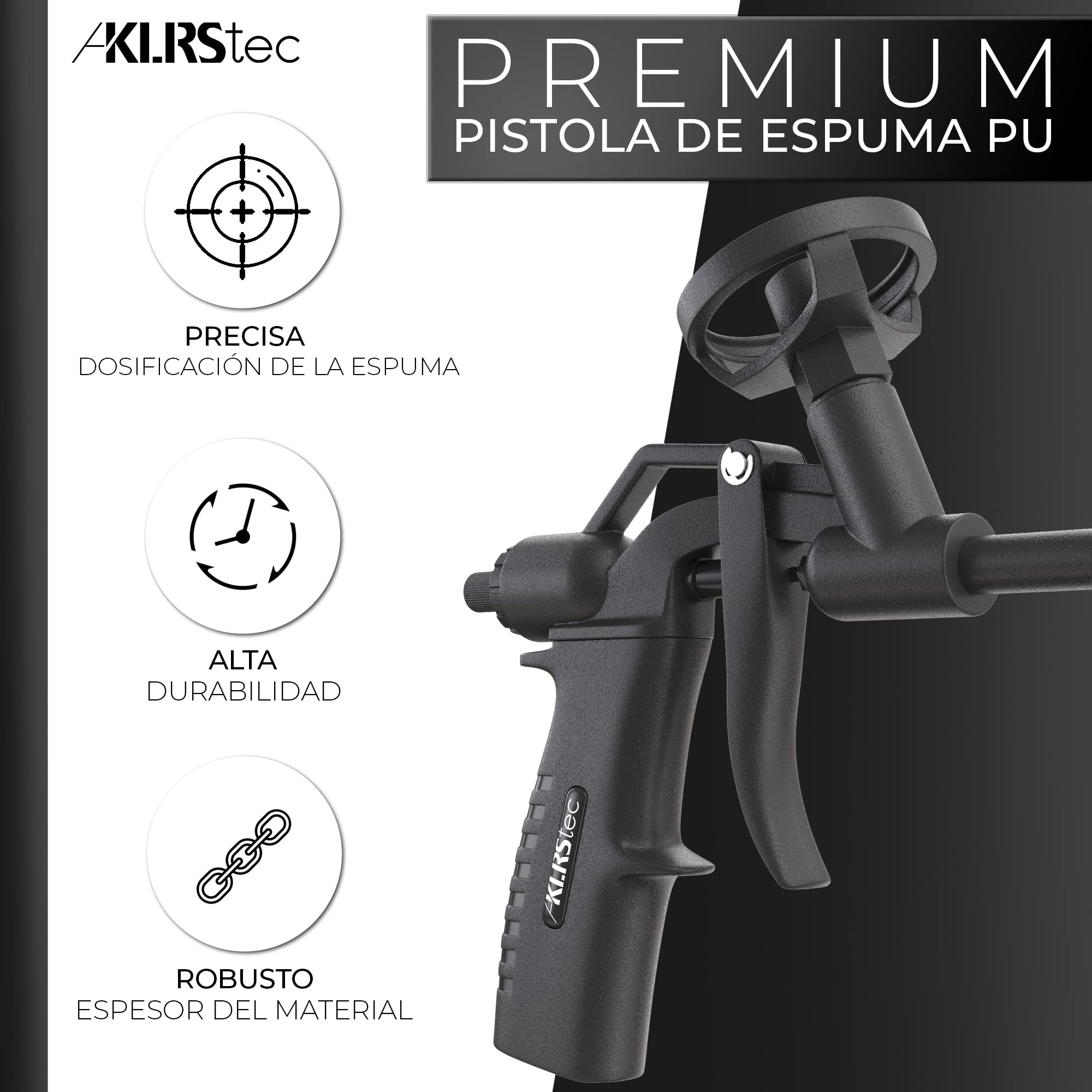 KLRStec Pistola de espuma de PU premium con revestimiento de teflón PTFE para proyectado de poliuretano