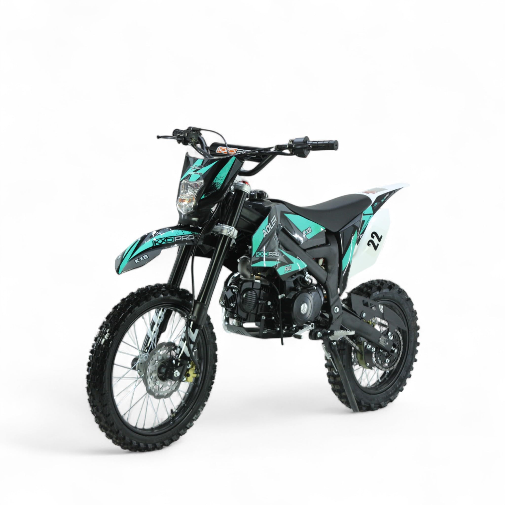 KXD 612 Adler 140CC 17″ 14″ Adler 140ccm Dirt Bike Cross Bike E&K Motor Bike mit Scheinwerfer Cross Bike Offroad-Power Motor 90 km/h Türkis
