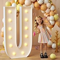 Vista 85 de imprsv Letras iluminadas de marquesina, letras de mosaico de 4 pies con luz para decoración de fiesta de graduación de baby shower, grande B