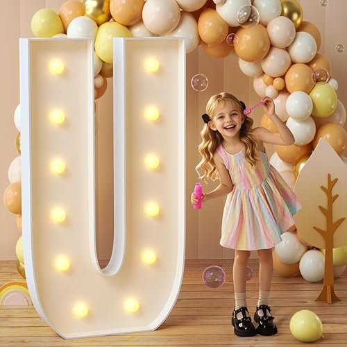Vista 85 de imprsv Letras de marquesina iluminadas, letras de mosaico de 1.2 m con luz para decoración de baby shower, graduación, gran J para decoraciones