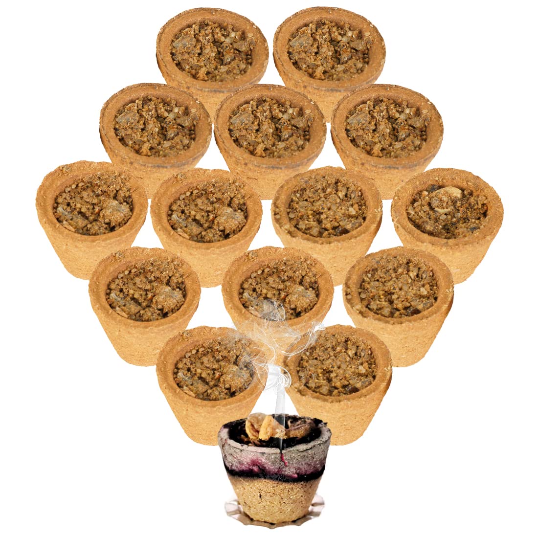 Guggal Dhuna Cow Panchgavya Dhuni Cups, Sambrani Dhoop Cups (50 Pieces)