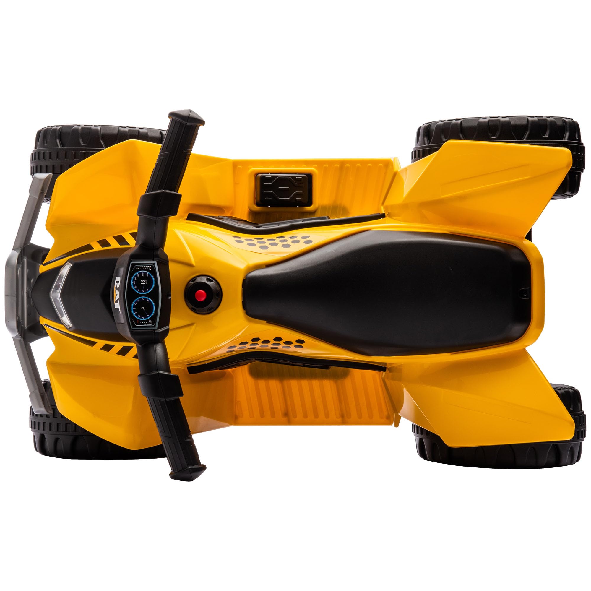 AIYAPLAY Quad électrique pour Enfant sous Licence Caterpillar véhicule à Batterie 6V 2,8 km/h avec klaxon, phares LED, démarrage par Un Bouton, pour 18-36 Mois, Jaune