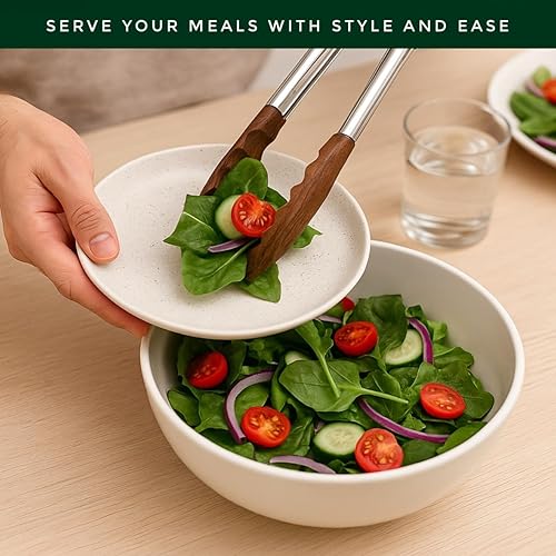 Miniatura 5 de Pinzas de cocina de madera de nogal  Pinzas de madera antiadherentes seguras para ensalada y parrilla de 12 pulgadas para cocinar, servir, asar y