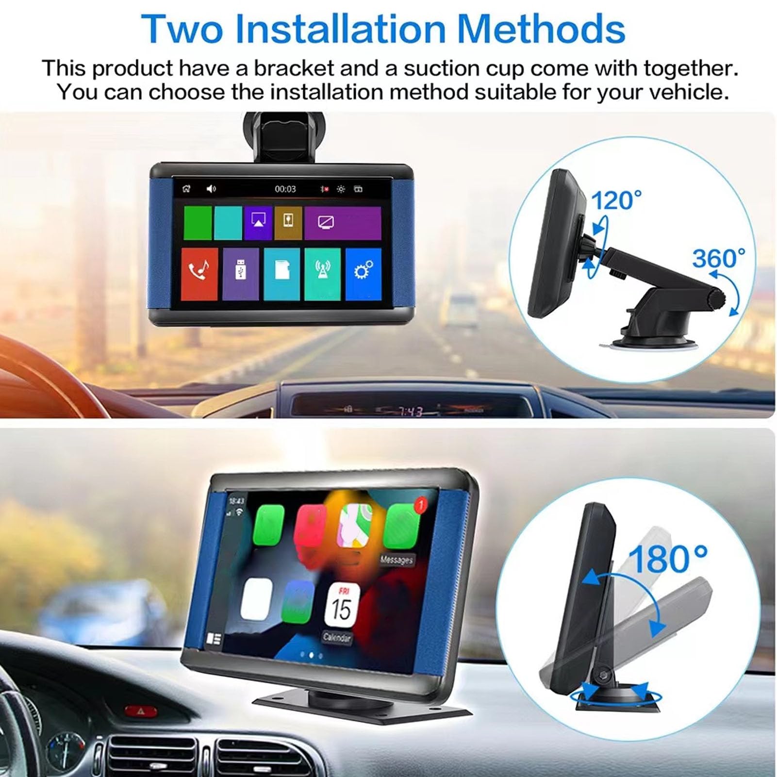 Akozon ÉCRAN Tactile Portable CARPLAY STÉRÉO WiFi Rapide Aide DE Sauvegarde AUTORADIO HD (avec Un Appareil Photo)