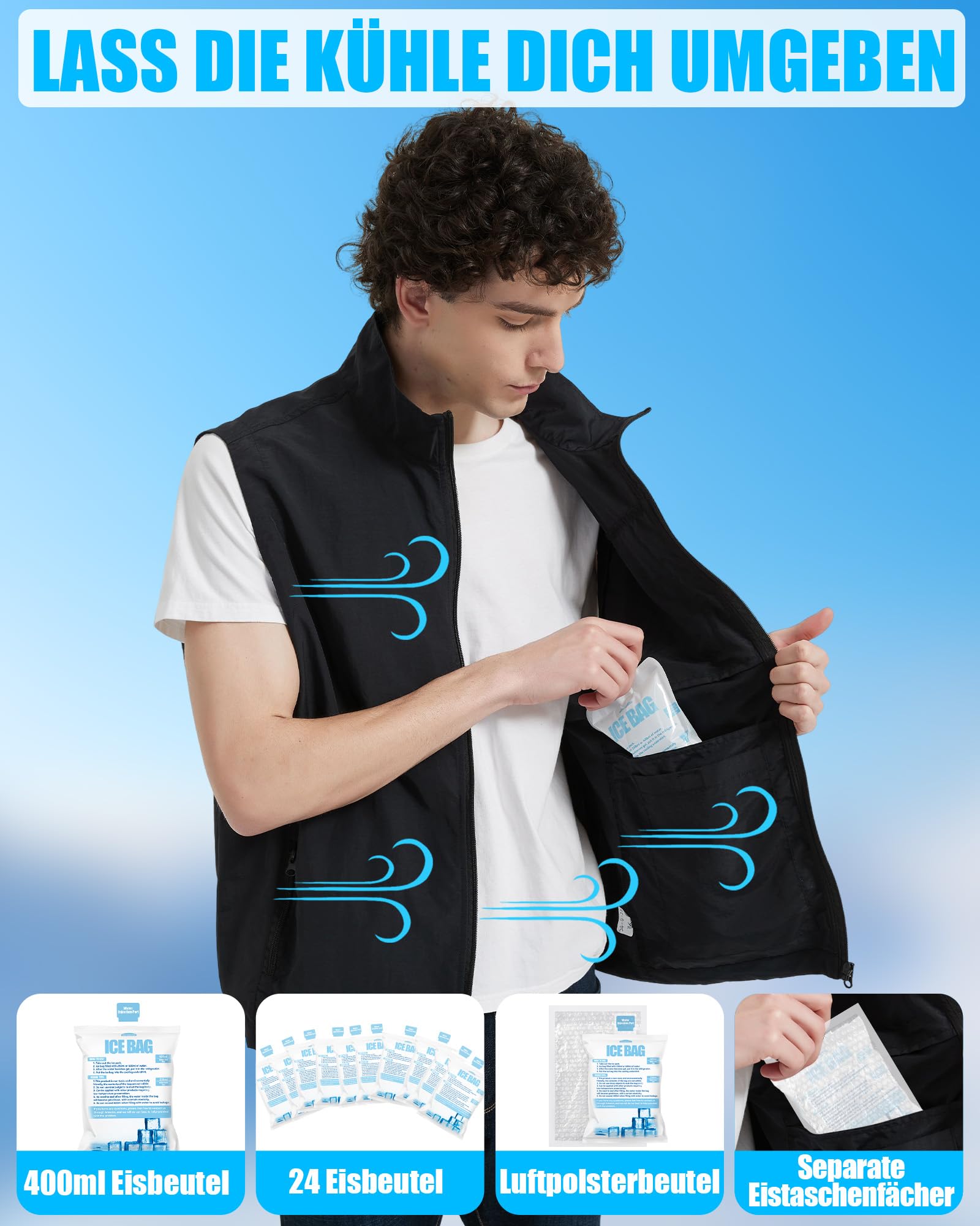 Chaleco de refrigeración con 2 ventiladores, chaleco de aire acondicionado de 21 V para hombre y mujer, con batería de 20000 mAh