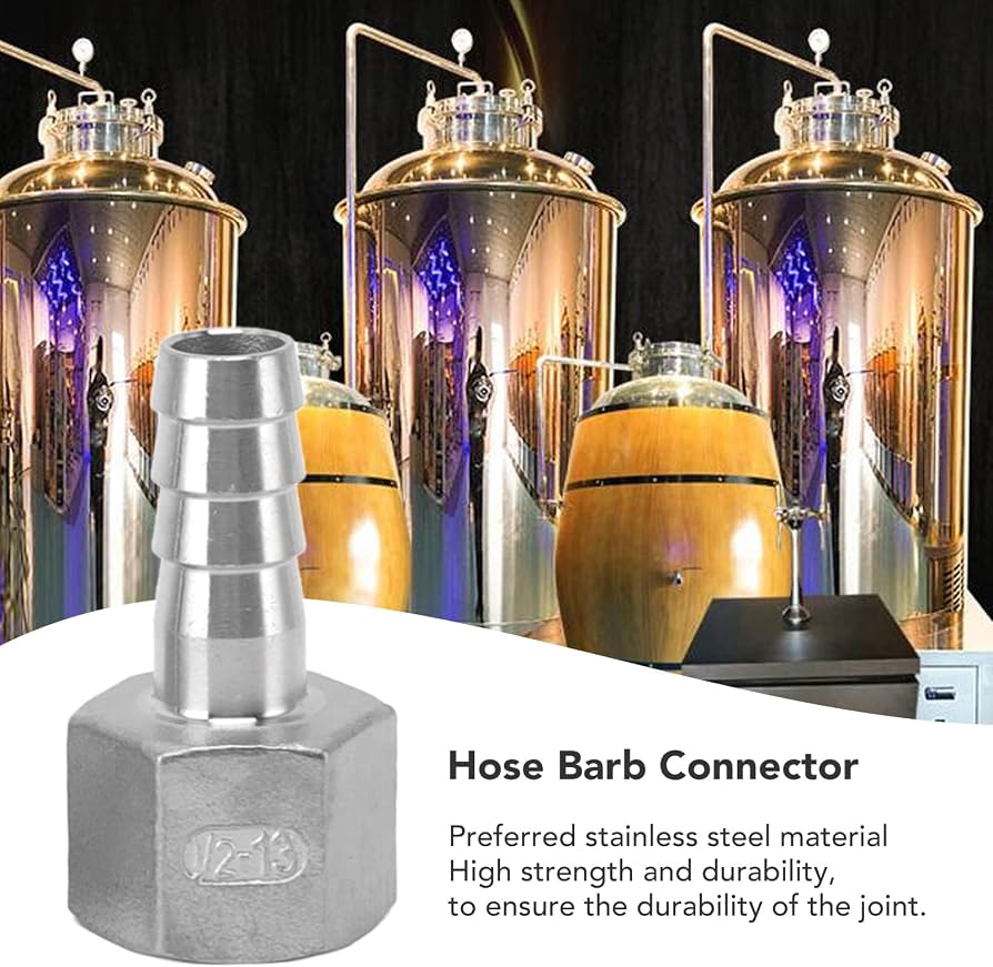 Produktbild von 4 Stück 13 Mm Schlauchtüllenverbinder Aus Edelstahl – 1/2 Zoll NPT, Mit Sechskant-Design – Für Bierkühler, Rohrleitungen & Drucksysteme