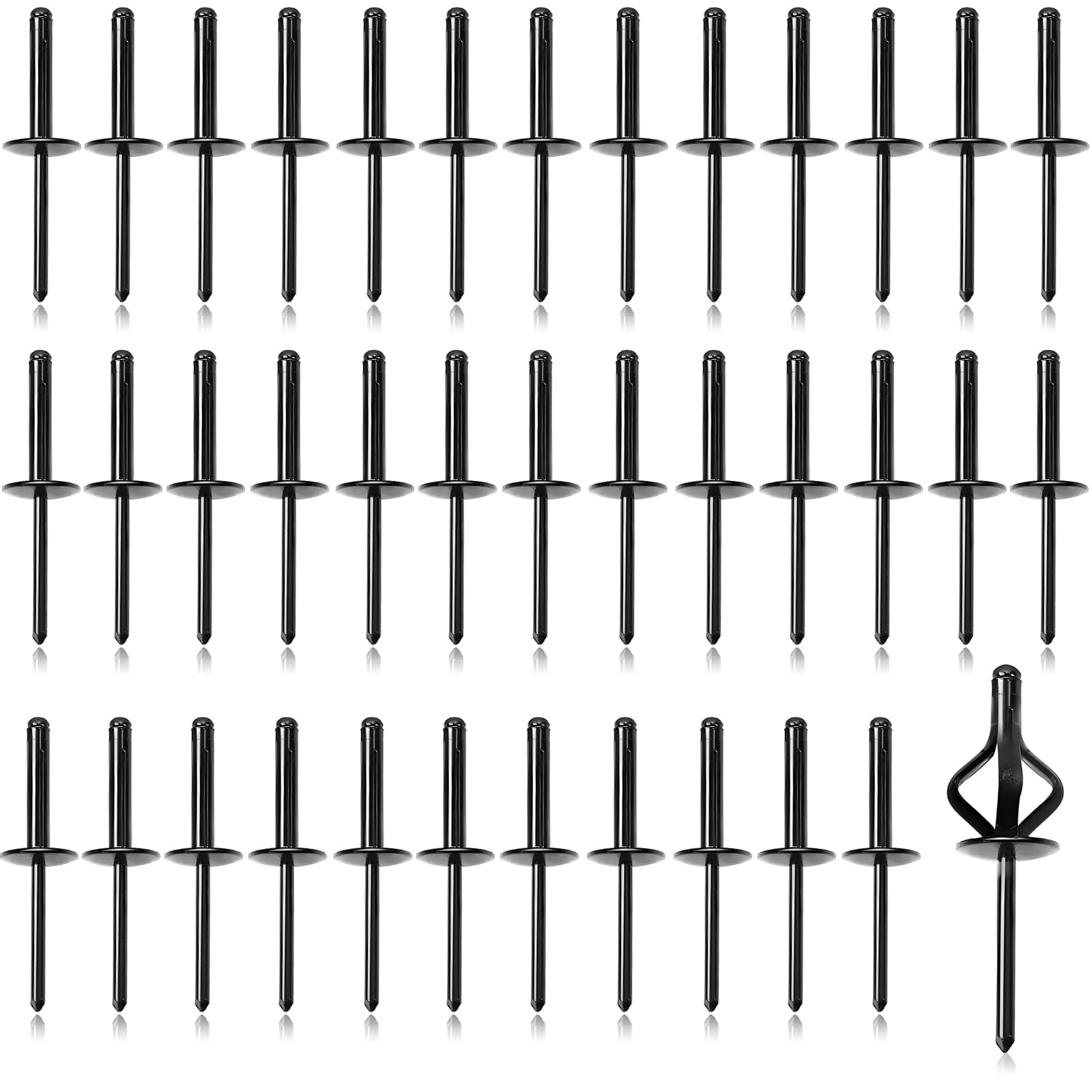 70 Stück Aluminium Blindnieten Set mit Großkopf, 4,8x25mm Popnieten Sortiment Spreiznieten Alu Nieten für Industrie Bau Metall Automobil Möbel (Schwarz)