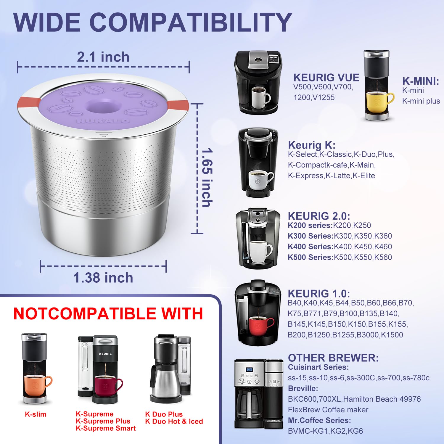 Tazas K reutilizables recargables para Keurig: cápsulas de café reutilizables K Cup para cafetera Keurig 1.0 y 2.0, filtros de café de acero inoxidable, fáciles de limpiar, sellos herméticos de tapa y