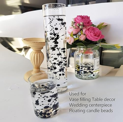 Miniatura 3 de 50 piezas de cadena de perlas para centro de mesa de velas flotantes, relleno de jarrón de perlas sintéticas negras para decoración de mesa de boda.