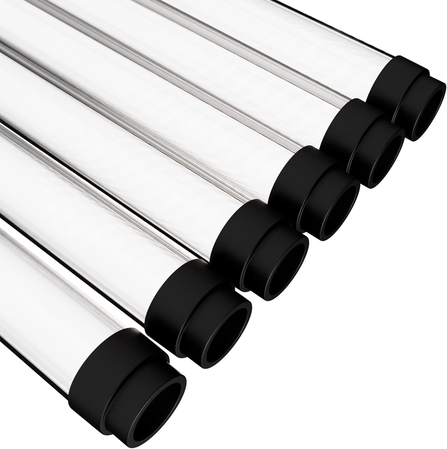 KASTLITE T8 LED/Fluorescent Light Tube Guard with End Caps - 46-3/8" Lamp Diffuser Covers & Safety Sleeves, Clear Protective Plastic Bulb Replacement Covering & Overhead Lighting Accessory, Pack of 6