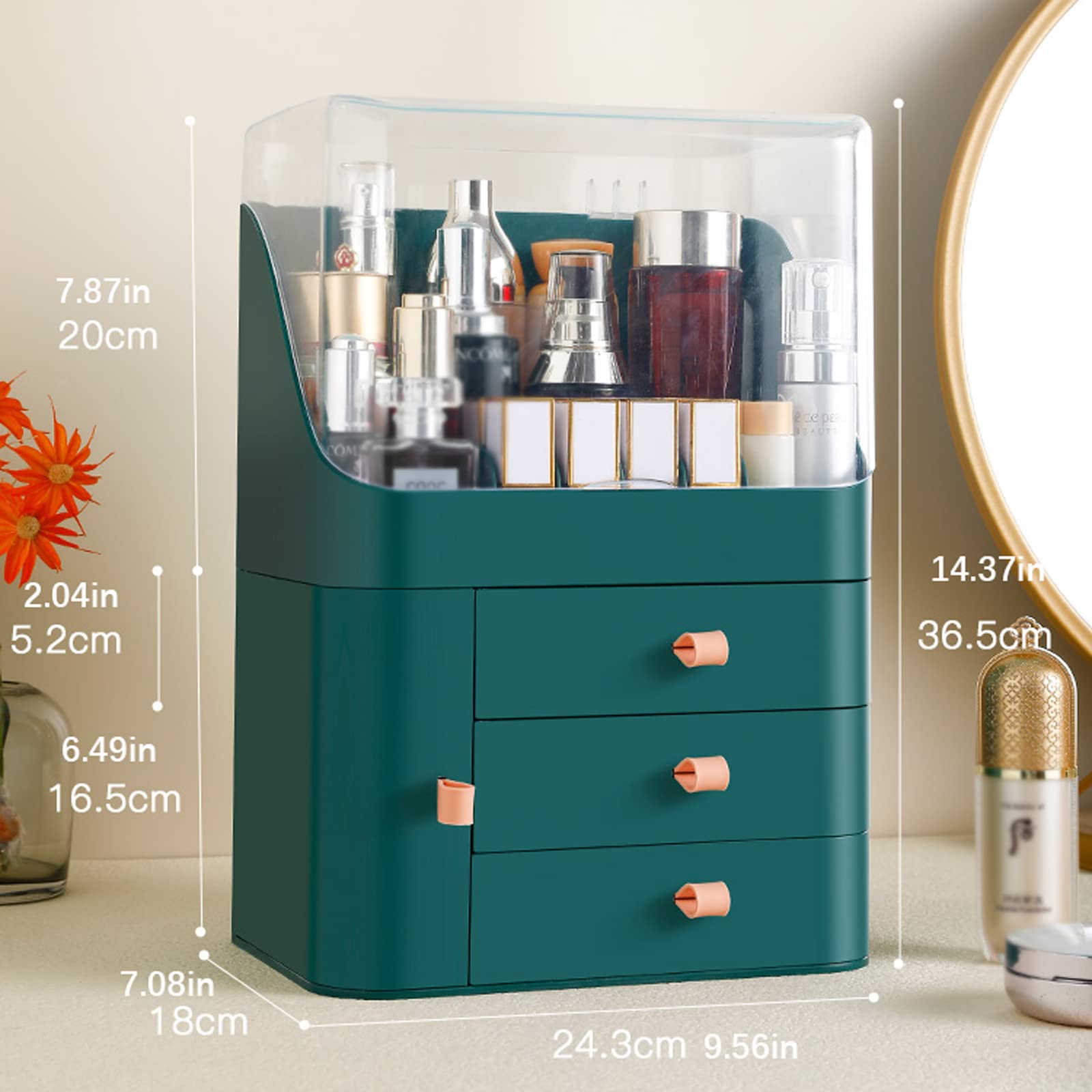 Rangement de Maquillage,Organisateur de Soins de la Peau, Organisateur de Maquillage avec tiroirs,Rangement de comptoir(A)