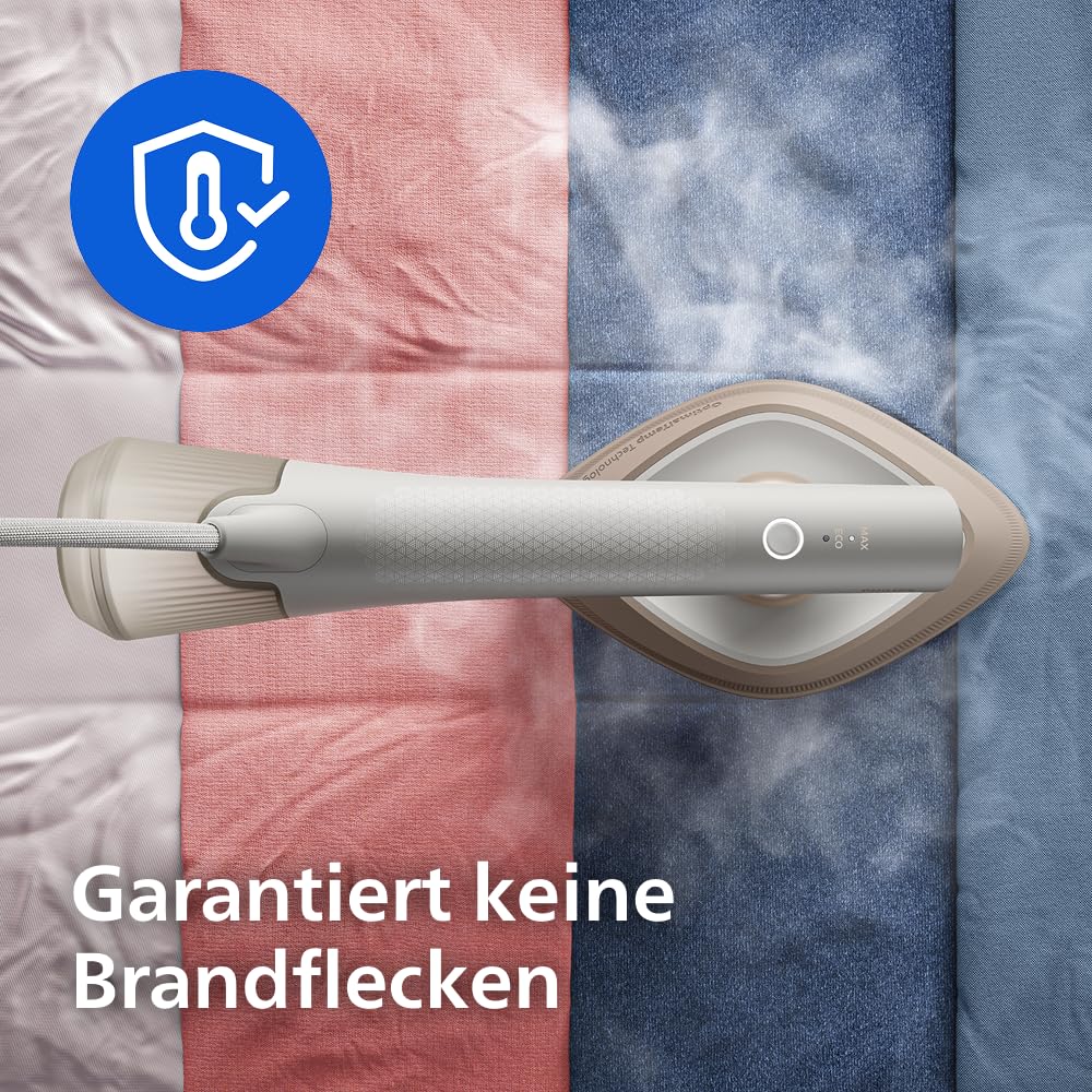 Philips OneTurn, 2-in-1 Bügeleisen & Steamer mit drehbarem Kopf, Einfach losbügeln – kein Brett, 45 g/min Dauerdampf, Energieeffizient 1800 W, Weiß (GC213/10)