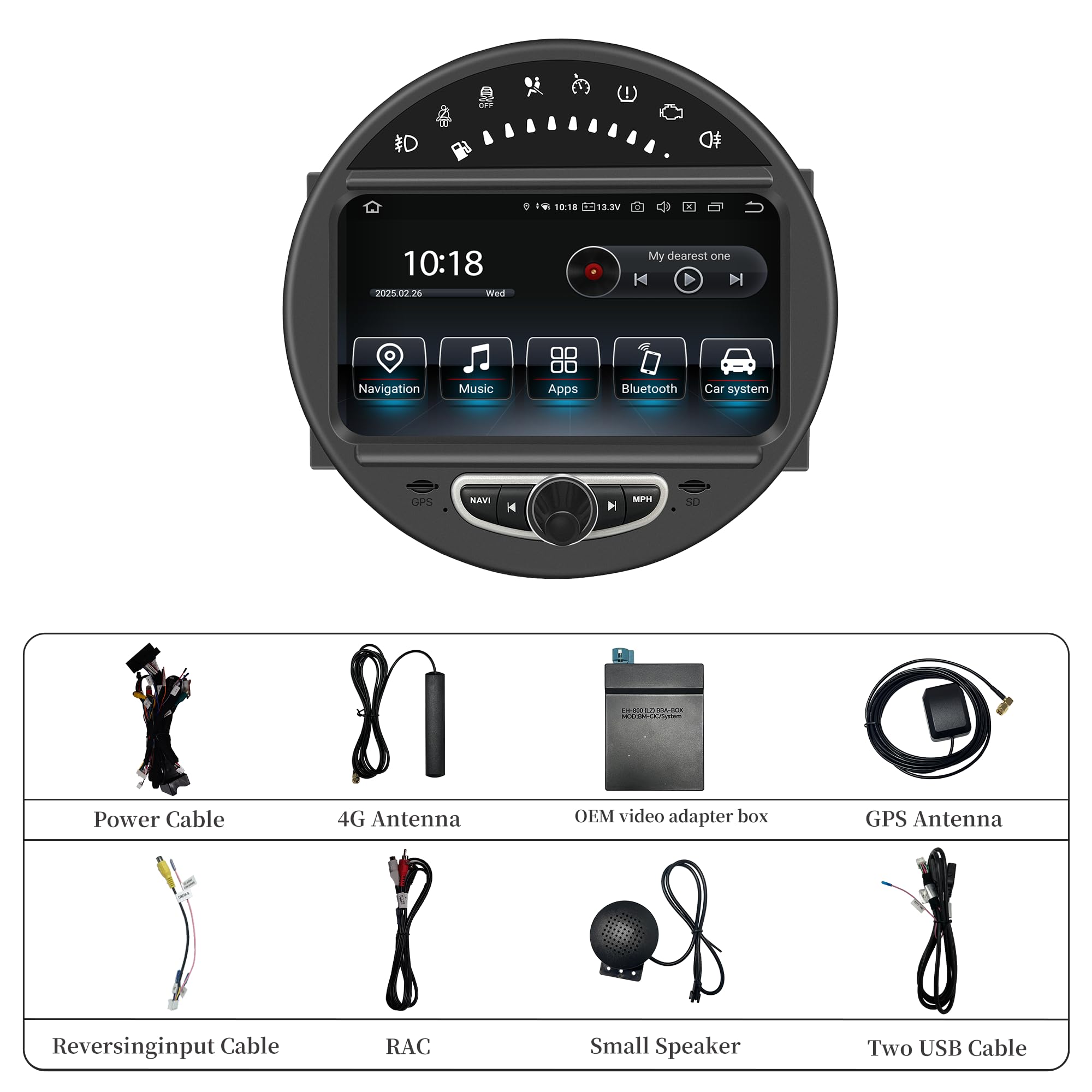 Aktualizacja ekranu dotykowego 20.3 cm do Mini Cooper R55 R56 R57 R58 R59 R60 R61 16.5 cm CIC CarPlay Android Auto Split Screen Mirroring Full Screen Phones Navigation Waze Netflix kamery cofania (128