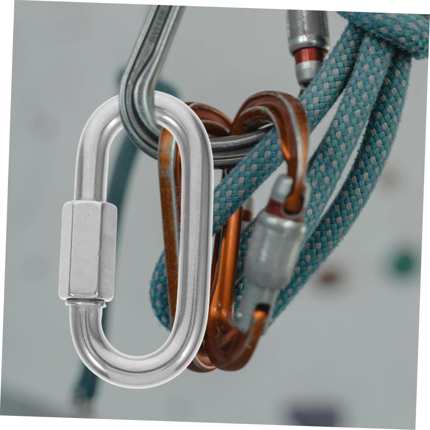 KOMBIUDA 10 piezas Conectores de Cadena de Acero Inoxidable Forma D con Cierre Rápido y Mosquetones de Bloqueo para Hamaca Camping Equipo Exterior Resistente y Seguro