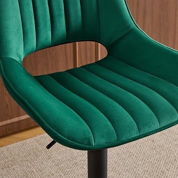 Sidanli Velvet Swivel Adjustable Bar Stools Set of 2, Green