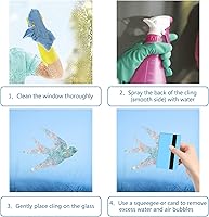 Vista 19 de GORGECRAFT 16 calcomanías de alerta de vidrio para ventana de mariposa, anticolisión, animales, arcoíris, para pájaros, pegatinas, película