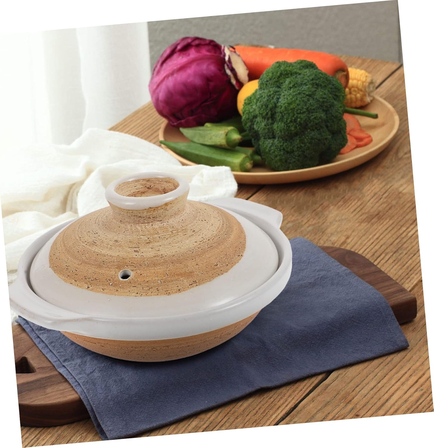 BESTOYARD Ceramic Casserole Pot Smooth Inner Wall Heat Resistant Pot for Braised Chicken Rice Soup and Stews Japanese Style Earthen Cookware for Even Heating