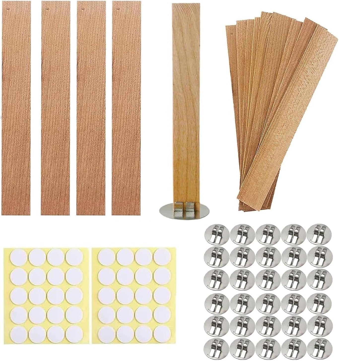 100pcs Wooden Candle Wicks and Stands 5.1 X 0.5 Inch Natural Candle Wood Wick...