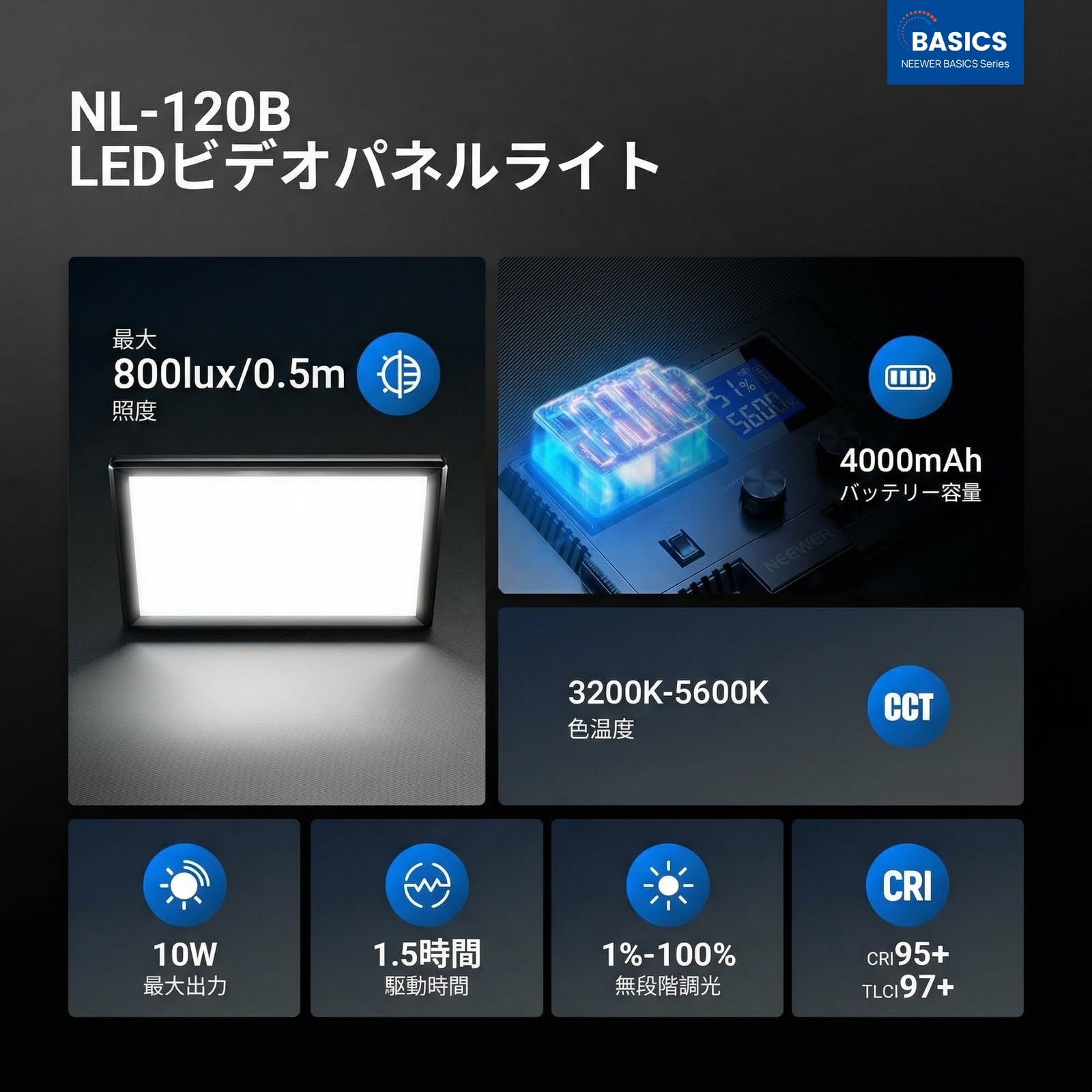 Amazon | NEEWER BASICS 撮影用ライト 9インチ LEDビデオライト 卓上