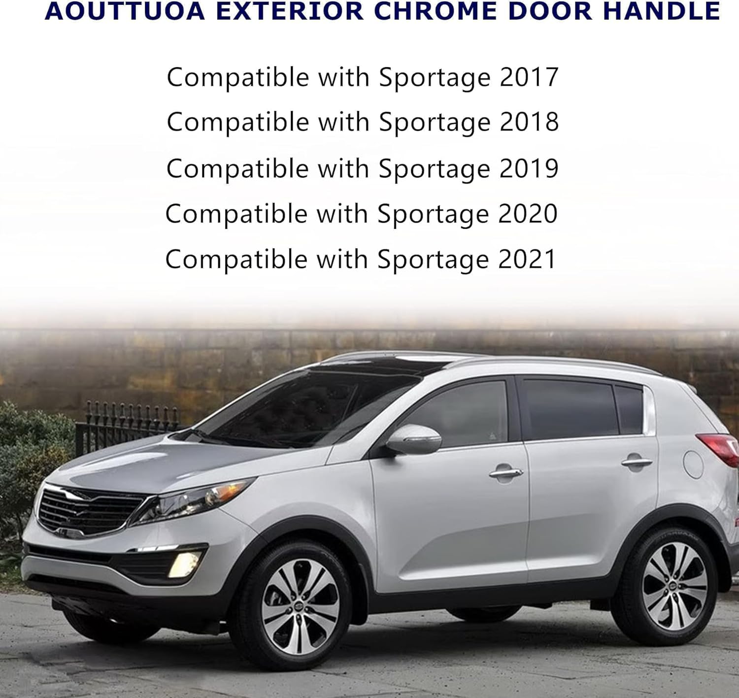 2Pcs Exterior Door Handle Front Driver and Passenger Side Chrome Fit for Kia Sportage 2017-2021 2.0L 2.4L l4, Replace 82651-D9710 82661-D9710 Car Outside Door Handle Left & Right