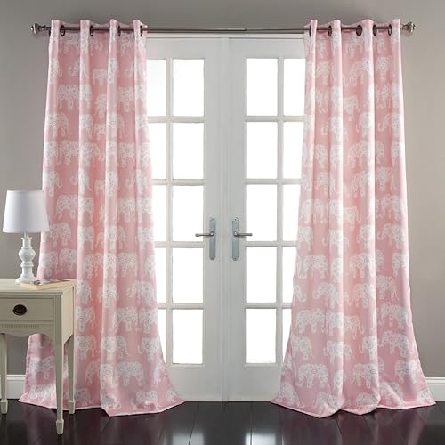 Miniatura 3 de Juego de cortinas para ventanas con estampado de elefantes de Lush Decor