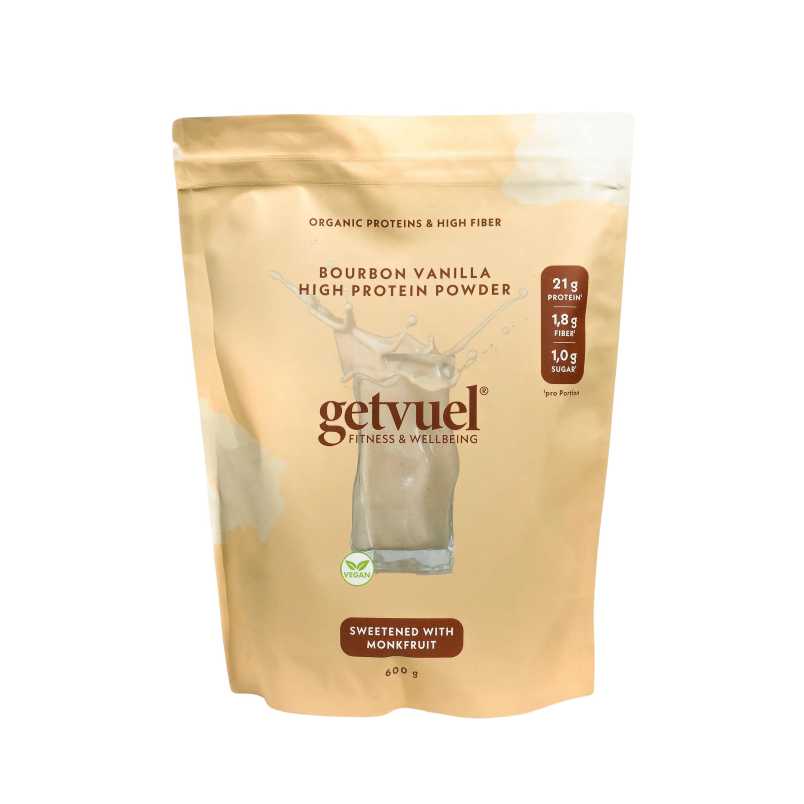High Protein Powder Bourbon Vanilla – 600g | 21g pflanzliches Protein | nur 1g Zucker | vegan, glutenfrei | mit echter Bourbon Vanille & Monkfruit | ohne künstliche Aromen