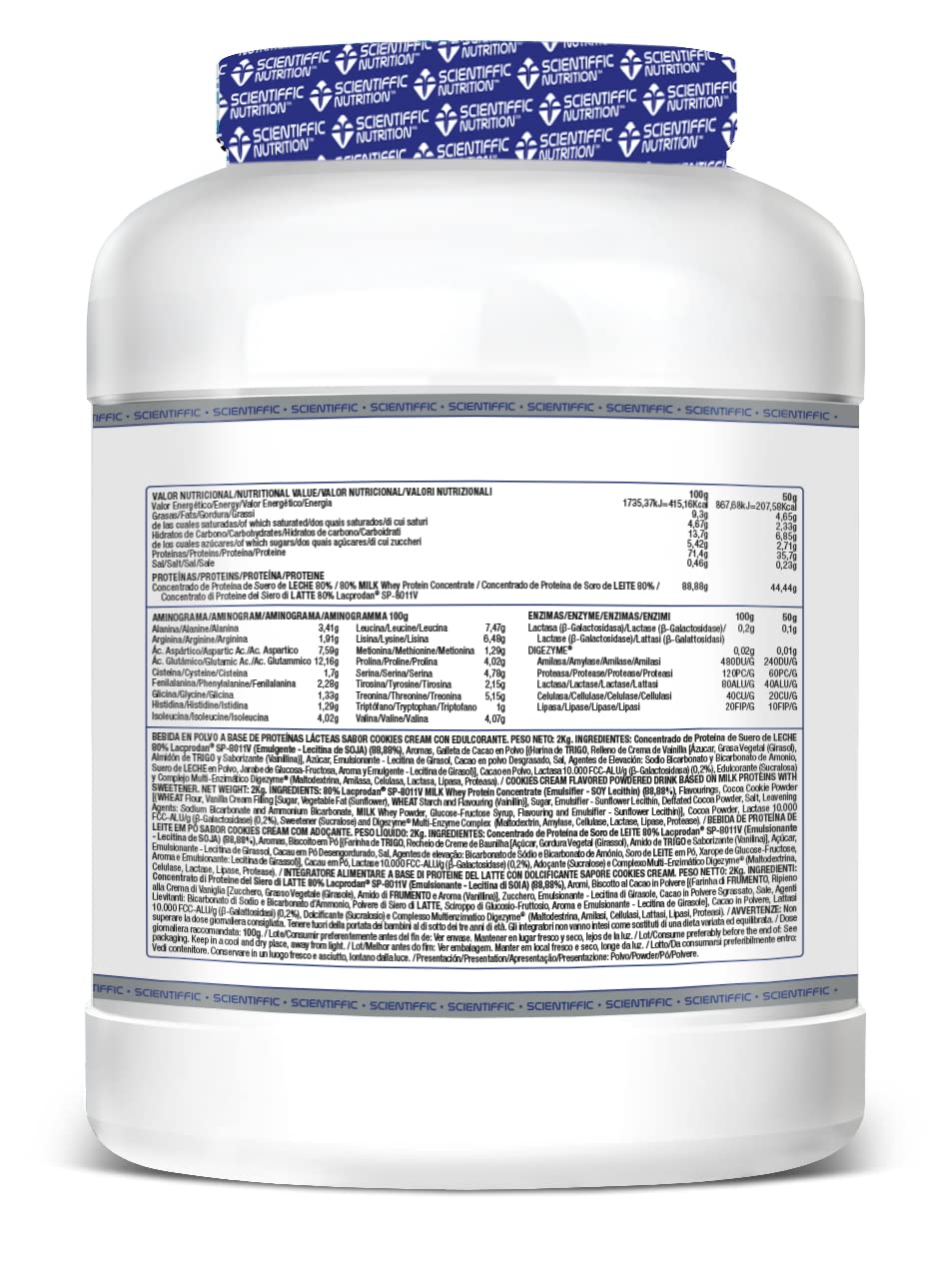MST SCIENTIFFIC NUTRITION Scientific Nutrition - Whey Professional 2.0, poudre de protéines de lactosérum 100% pures, pour augmenter la masse musculaire, avec enzymes digestives et lactase - 2 kg,