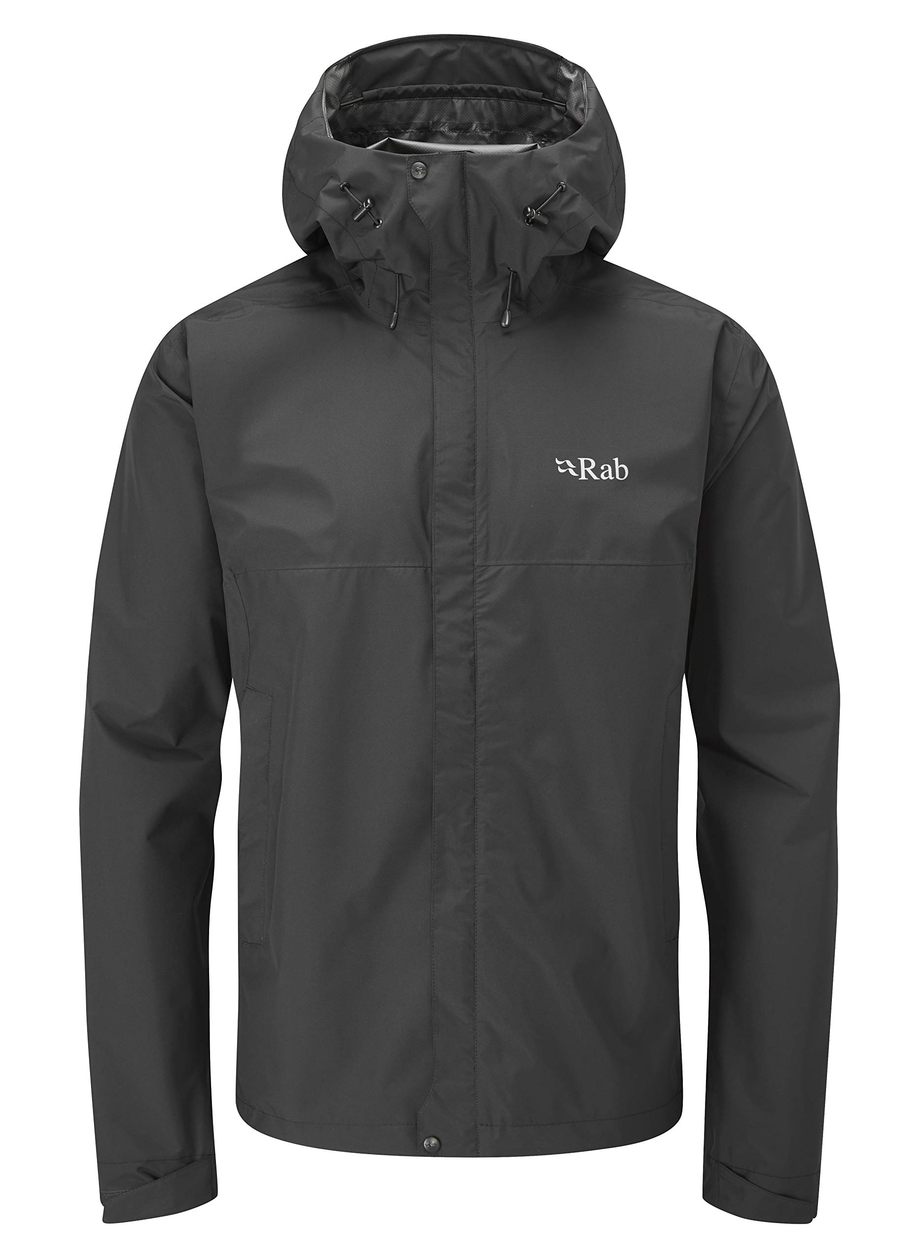 Rab Men's Black Downpour Eco Waterproof Breathable Jacket For Hiking, Trekking, & Climbing - XX-Large