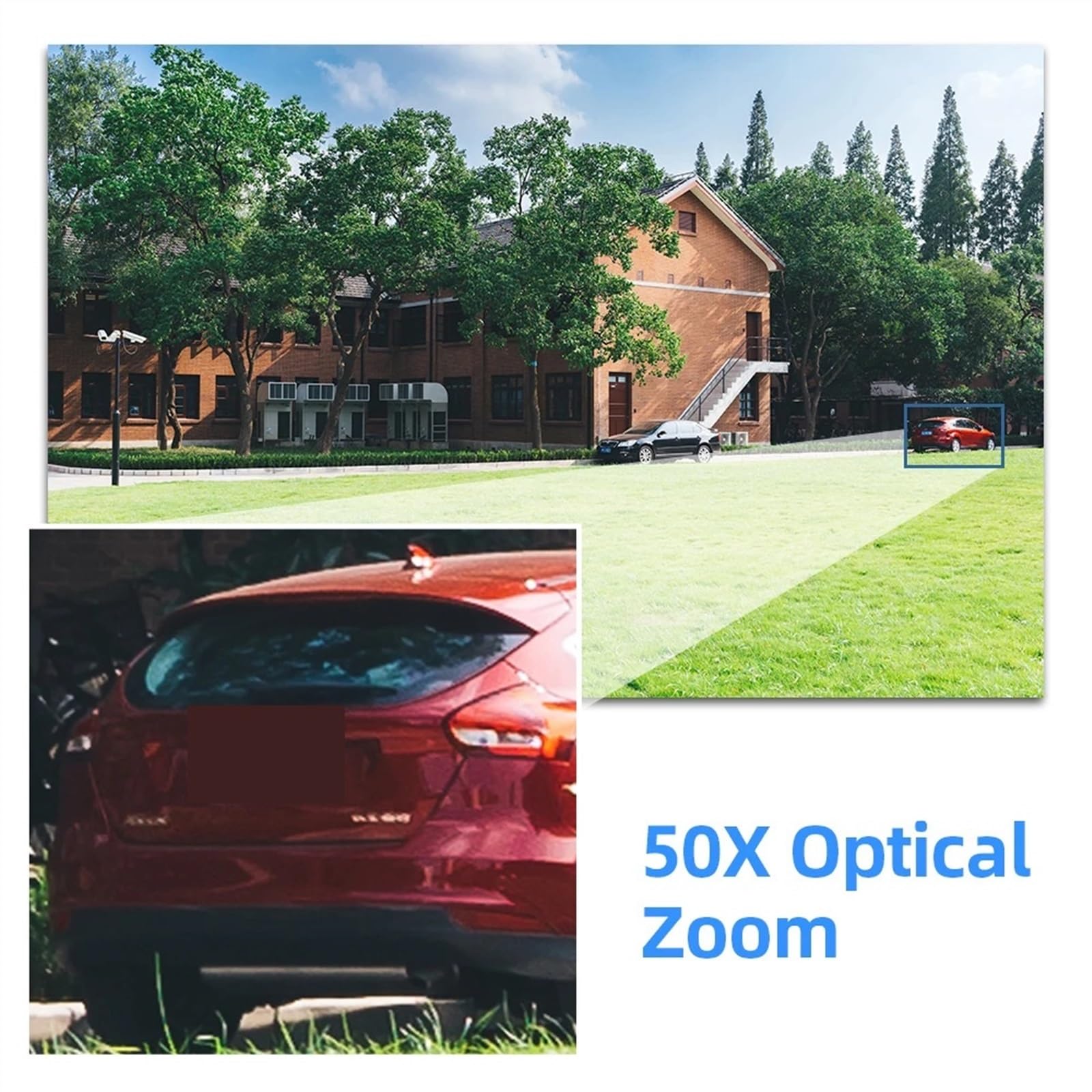 Zoom ottico 50X 6MP Telecamera IP esterna Doppia lente Audio bidirezionale Wireles CCTV di sorveglianza sicurezza Visione notturna a colori Installazione semplice(6MP NO SD Card)